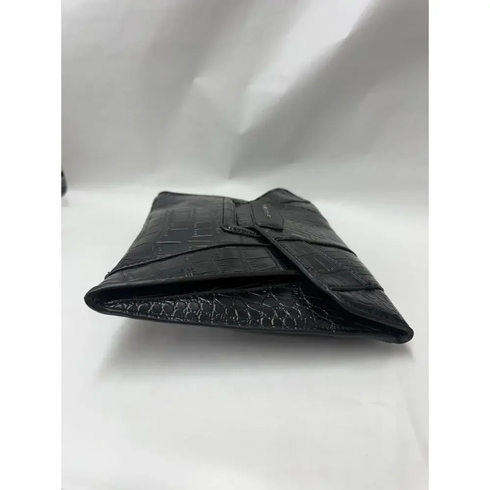 Givenchy Antigona Medium Envelope Clutch Black Croc Embossed Calfskin Leather